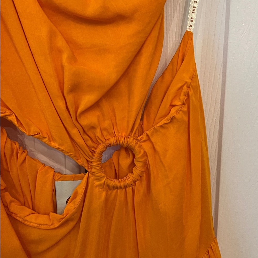 FARM RIO Orange Asymmetrical Tiered Maxi Dress Sz M - NWT!! - Picture 9 of 13